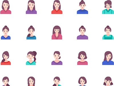 Avatar Female Flat Style avatar avatar designs avatar icons design icons icons set illustration illustrations vector