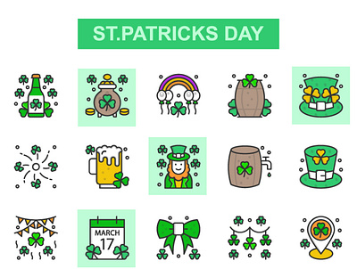 St Patricks day celebration color filled illustration filled outline iconset illustration saint patrick st.patricks day vector vectors