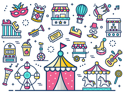 Carnival carnival celebration circus design festival fun icons icons set illustration illustrations vector vectors