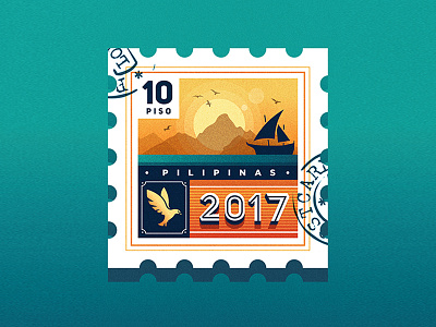 The Philippine Postage eagle illustration philippines postage scene scenery sea stamp vector vector art