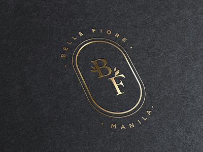 Logo Identity // Belle Fiore brand and identity branding collaterals embossed flowers flowershop gold gold foiling logo design