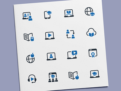 Distance Education Icons e learning education elearning icon icon design icon set icons learn learning online study studying tutorial