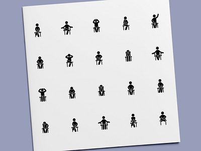 Stick Figure: Man Sitting on Chair Icons gesture icon icon design icon set icons position posture sit sitting stick figure