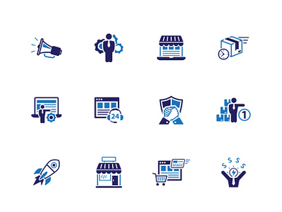 Online Business Icons business ecommerce icon icon design icon set icons illustration online business shopping startup ui vector