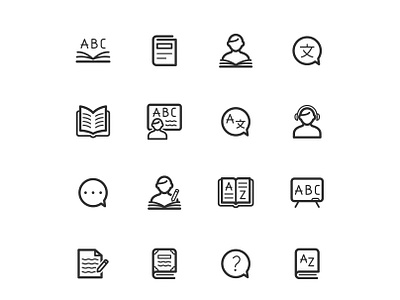 Language Studies Icons education icon icon design icon set icons illustration language linguistics study ui vector