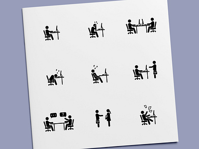 Stick Figure - Workplace Icons colleague colleagues icon icon design icon set icons office stick figure work working workplace