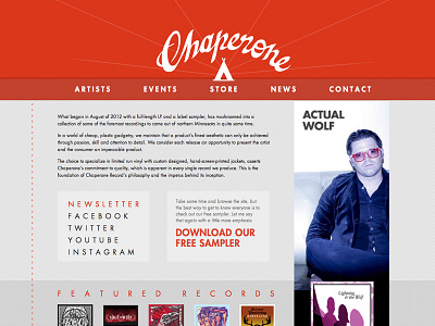 Chaperone Records Web Design