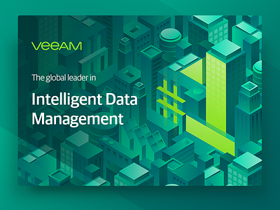 Veeam #1 Market Leader banner enterprise green illustration isometric number 1 vector