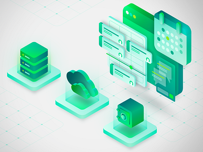 Spot Illustration set backup banner calendar cloud component library concept green icon illustration illustration guide isometric isometric illustration isometry security server spot illustration ui vector web graphic