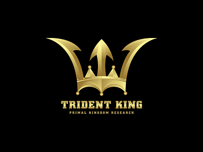 Trident King Logo Design brand colors brand guide brand identity branding crown golden illustration king kingdom logo logo design primal trident