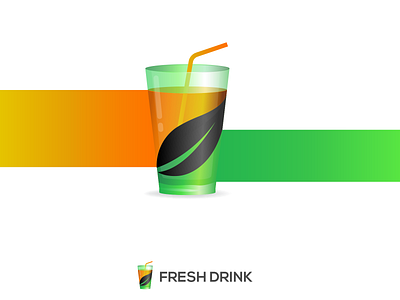 Fresh Drink Logo Design brand guideline brand identity branding design drink glass green juice illustration juice leaf logo logo design orange juice