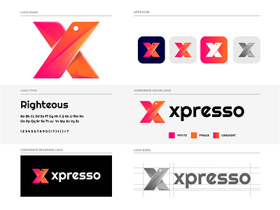 Xpresso Logo Shot brand colors brand design brand guideline brand identity branding branding design design gradient illustration lettering logo logo design logos logotype vector x letter x letter logo