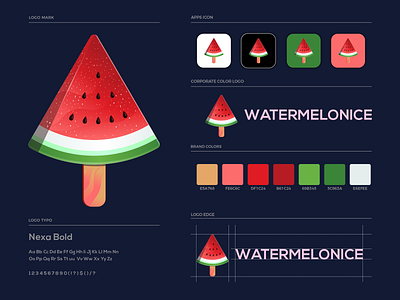 Watermelon Ice Logo brand colors brand design brand guide brand guideline brand identity branding branding design illustration logo logo design logotype watermelon