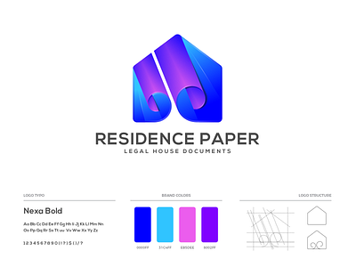 Residence Paper Logo Design brand brand colors brand guideline brand identity branding document gradient house icon illustration logo logo design logo mark logotype paper ui