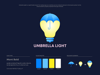 Umbrella Light Logo Design brand colors brand guide brand guideline brand identity branding bulb idea illustration light logo logo design think umbrella