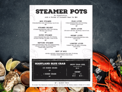 Mug & Mallet graphic design menu menu design print design seafood
