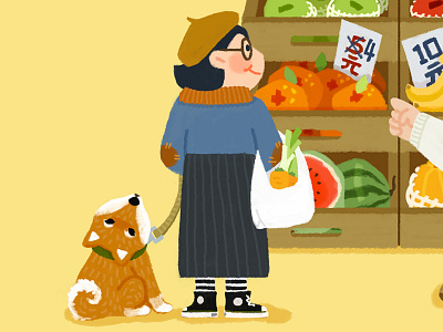 Some small shops illustration.1 character illustration