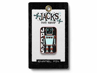 Robot Pin for Jacks Toy Store branding design enamelpin illustration illustration art illustration design jacks toy store logo merchandise pin pins robot design toystore typography vector