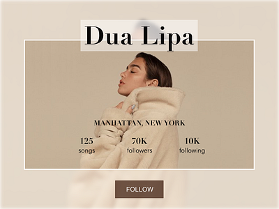 Dailyui006 - Profile dailyui dailyuui006 dualipa follow profile singer uidesign