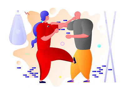 Wing Chun Illustration Series #3 2d characters gradient illustration martial arts organic people sport vector wing chun