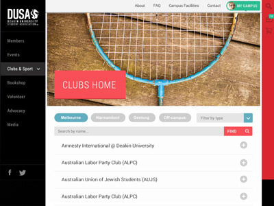 DUSA - student association responsive UI