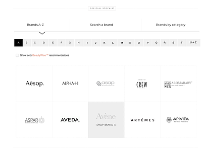 A-Z Tab for Brands a z alphabet brands design sorting tab ux wireframe