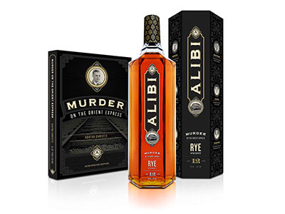 Alibi Spirits agatha book christie cover design murder packaging whiskey