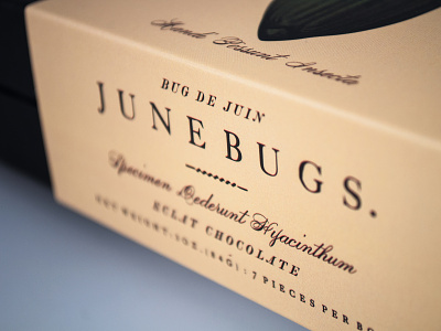 June Bugs 3 belly band chocolate packaging typography