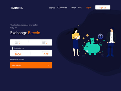 Patricia Exchange Website bitcoin branding card concept dailyui design dribbble exchange ux