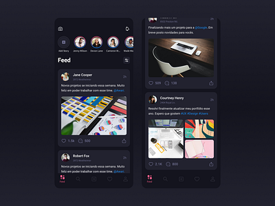 Social Media App app dark mode dark theme design interface socialmedia ui ux