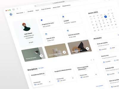 Student Dashboard v.1 academy calendar curse dashboard design interface student ui