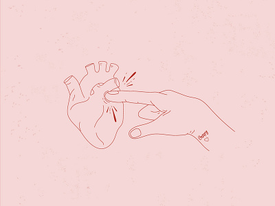 Touching hearts illustration line work more love pink red