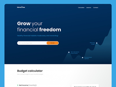 Financial landing page with a calculator - Daily UI 003/004 budgeting calculator daily 100 challenge education finance finances growth landing page money management personal finance typogaphy ui design uidesign ux design web design website website design