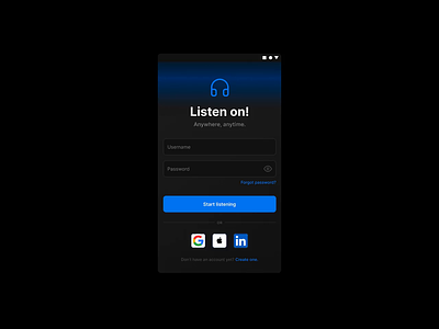 Podcast login page with simple animation animation app application design figma form login login page logo mobile motion graphics podcast practice ui ux