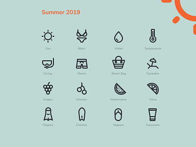 Simple summer 2019 icon starter pack beach icon iconography icons set illustration outlined summer summer icons vector