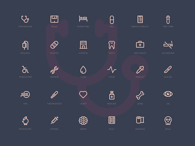 Medical Icon Set app branding figma health healthcare icon iconography identity illustration medical mobile outline pallette ui vector web
