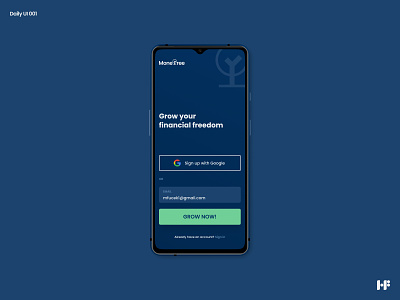 Sign up screen - Daily UI 001 app daily ui dailyui 001 dailyuichallenge finance finance app financial icon iconography mobile app mobile app design mobile ui mockup money sign in sign up typography ui ux web design