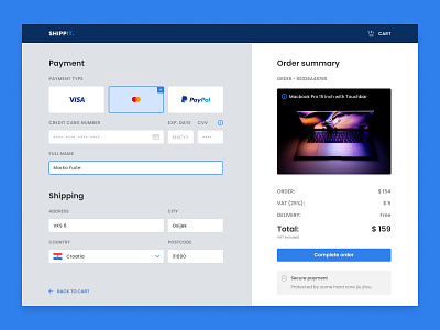 Credit Card Checkout - Daily UI 002 checkout form credit card dailylogochallenge dailyui dashboard ui order payment method payment page shopping cart typography uidesign ux ux design web website