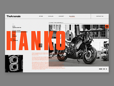 TheArsenale / HANKO color design interaction interface landing minimal motorbike orange product type typography ui ux web design website