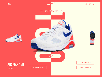 AIR MAX 180 - page animation 180 airmax blue ecommerce nike red shoes ui ux vintage webdesign