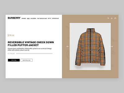 Burberry / Product Page animation after effect animation burberry design ecommerce fashion interface motion photo product shop ui ux webdesign