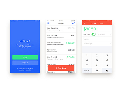 The App // Official app design expense finance income list view login