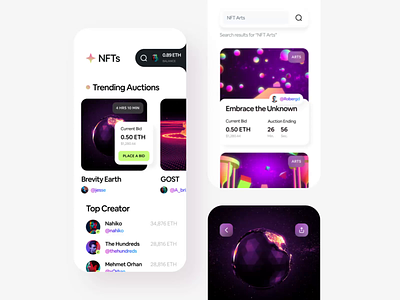 NFT Marketplace Concept 3d animation app design design interaction design marketplace mobile app nft ui ux