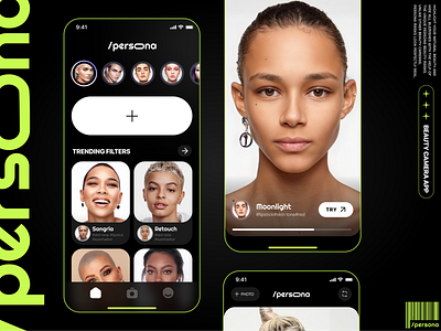 Persona app concept animation app branding design gradient holographic illustration ios logo minimal mobile ui ux