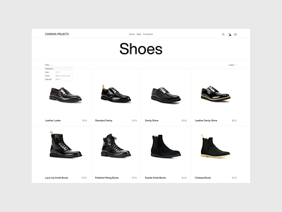Common Project — catalog of minimalistic online store e commerce ecommerce interface minimal minimalism minimalist minimalist design minimalistic online store ui web web design website
