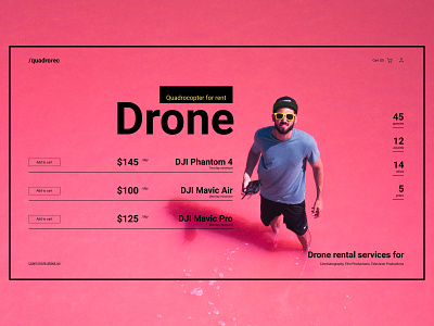 Drone rental service drone flat interface landing page mainpage minimal quadcopter red swiss type typography ui ux web website