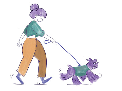 Dog Walker doodle illustration photoshop sketchbook