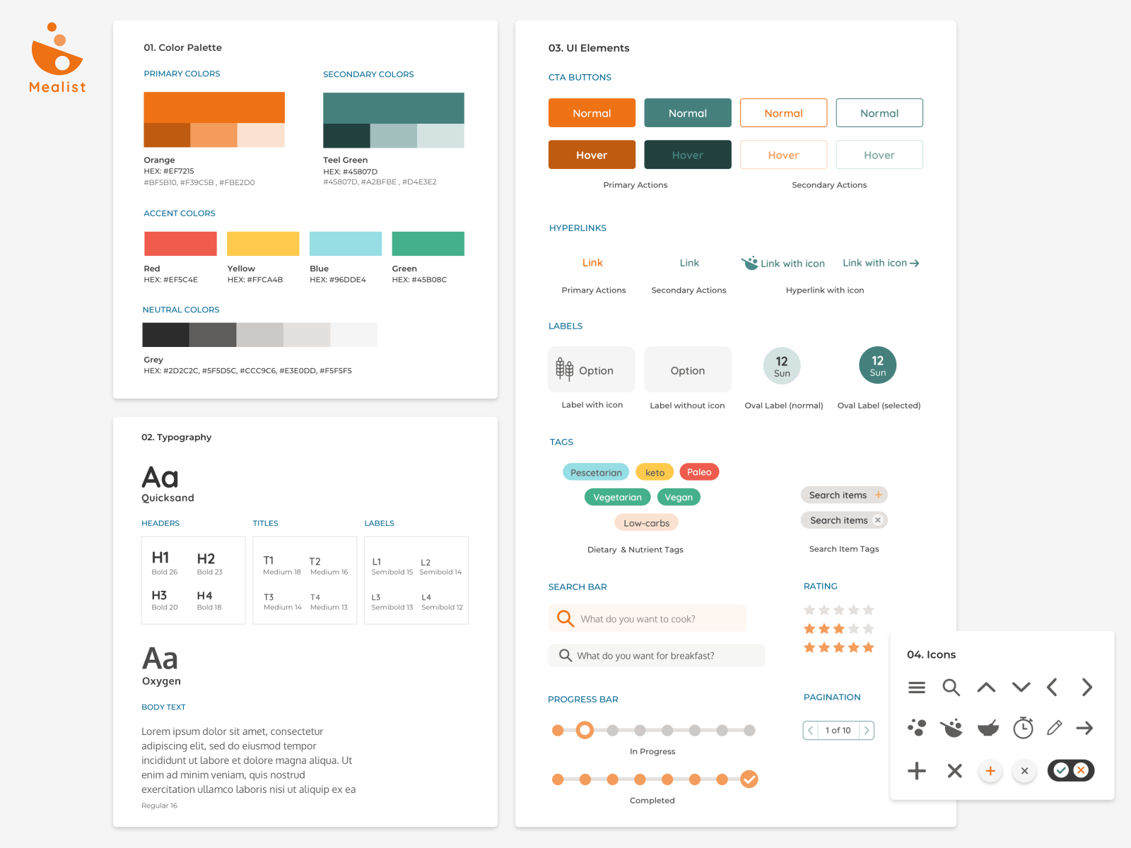 Style Guide | Mealist Recipe Web App by Sharon Choi on Dribbble