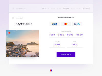 Daily UI #002 Checkout checkout dailyui euro norway payment purple soft travel