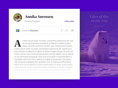 Daily UI #006 Profile a article blog profile purple social sweden typography web